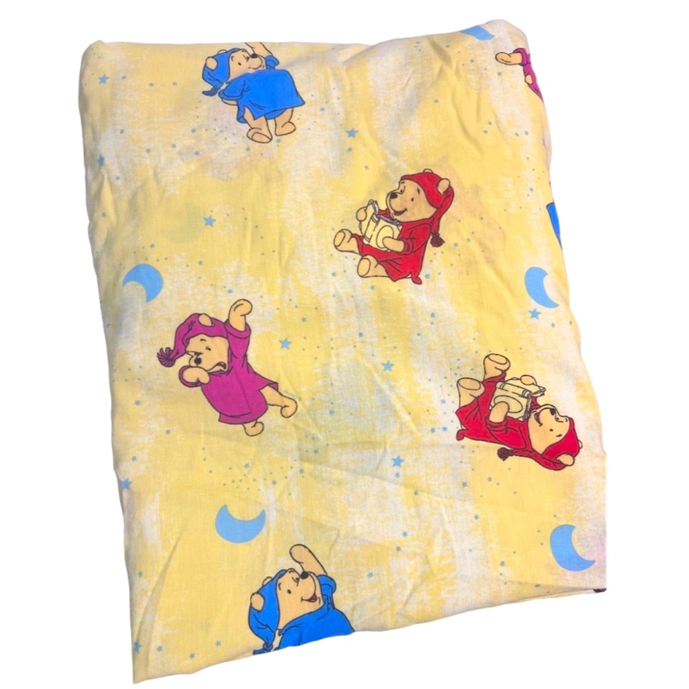 Vintage Sleepy Winnie The Pooh Double Moon & Stars Fitted Sheet